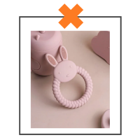 Siliconen bijtring konijn lichtroze